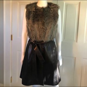 Anveglosa leather and faux fur jacket